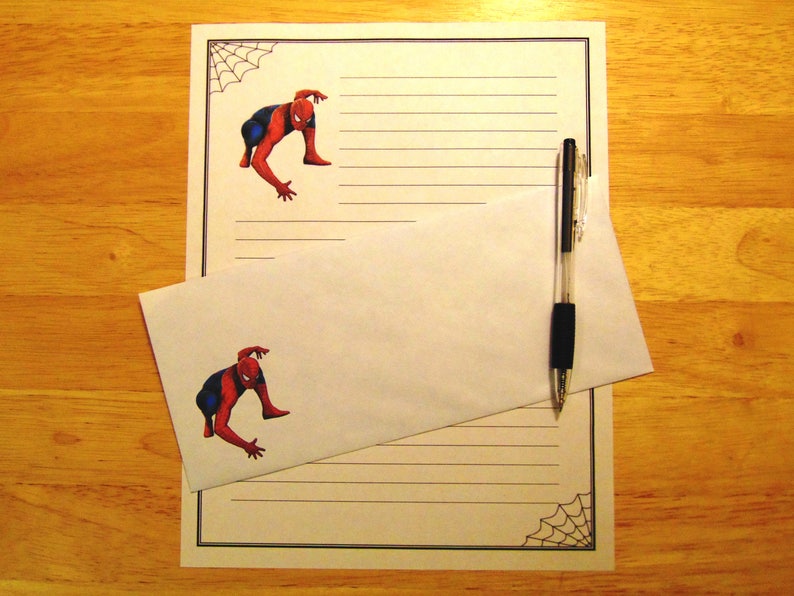 Spider Man Paper Notes Spiderman Stationery Set - Lined Writing Paper, Marvel Comics (12 ...