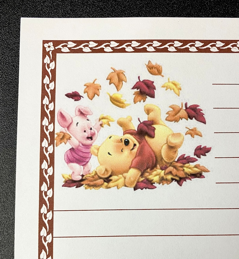 Fall Stationery Set Winnie the Pooh Bear and Piglet - Lined Stationary ...