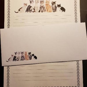 Stationary Kitty Corral Lined Stationery Set 12 Sheets 12 Envelopes Snail Mail Pen Pal Letters Stationary Writing Paper image 3