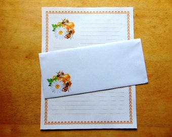 Gifts Honey Bee Love Lined Stationery Set With 12 Sheets 12 Envelopes - Honey Bee Conservancy - Stationary Writing Paper