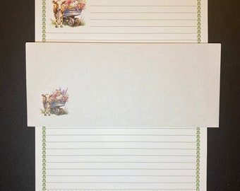 Farm Cow Flowers - Stationery Set 12 Sheets 12 Envelopes - Snail Mail -  Pen Pal Letters - Lined Stationary Writing Paper