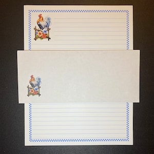 Farm Rooster - Stationery Set 12 Sheets 12 Envelopes - Snail Mail -  Pen Pal Letters - Lined Stationary Writing Paper