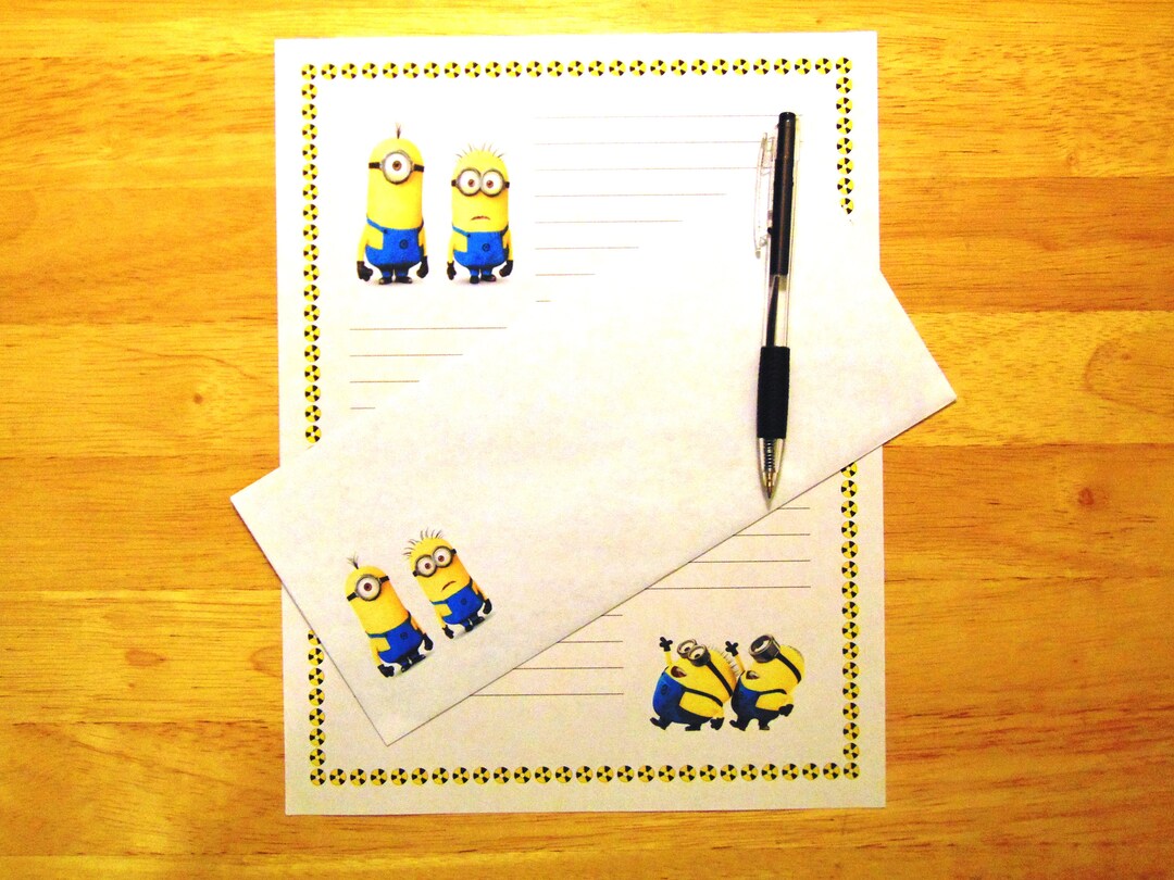 Greeting Cards Minions - Lined Stationery 12 Sheets 12 Envelopes - Despicable Me - Stationary ...