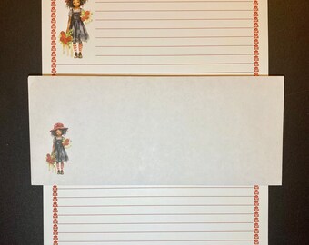 Curly Black Girl Rose - Lined Stationery Set 12 Sheets 12 Envelopes - Snail Mail - Pen Pal Letters - Stationary Writing Paper