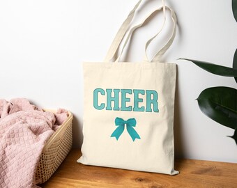 Blue Cheerleader Canvas Tote Bag for Cheer