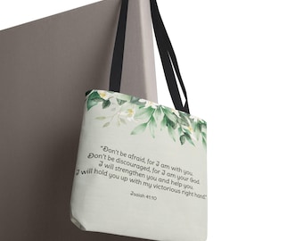 Bolsa tote com escrituras inspiradoras: design cristão, poliéster durável