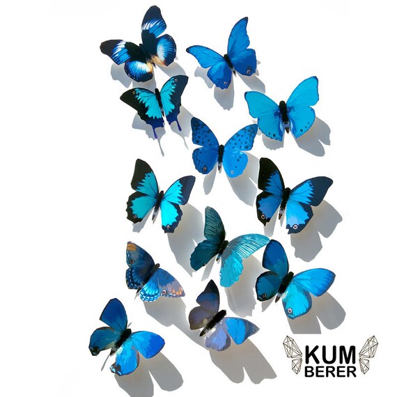 Mixed Blue Butterflies 3d Butterflies Paper Model Craft Etsy