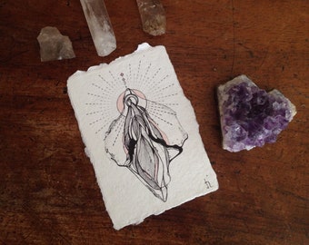 Tiny Vulva - High Quality limited holy vulva print - on handmade cotton paper.