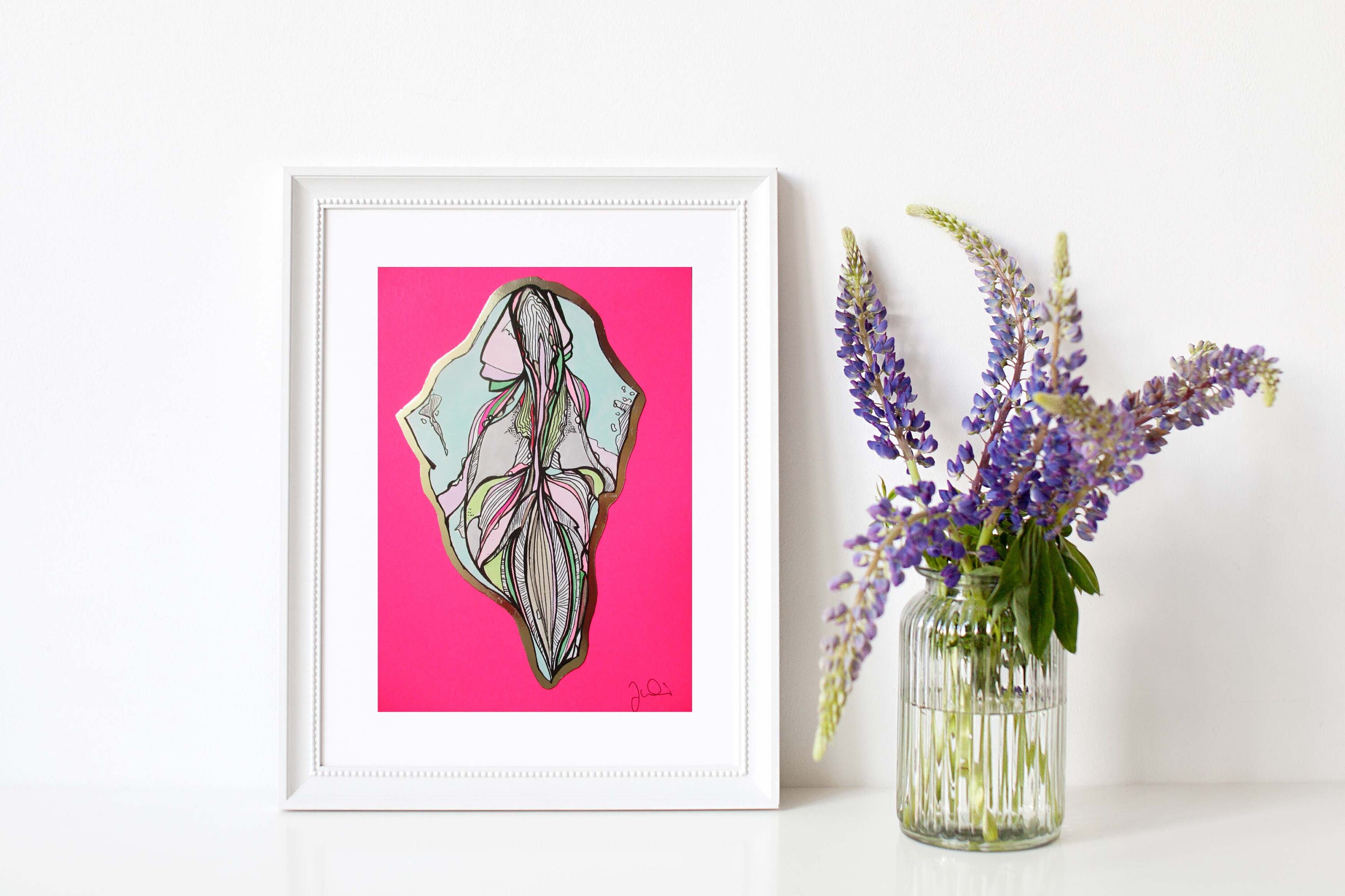 Vulva, Labia Flower, Vagina Art, Yoni,  Diversität Diversity, Original Painting, Sex Positive , Feminist Art,