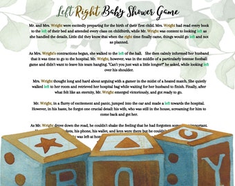 Left right Baby Shower Game (boy)