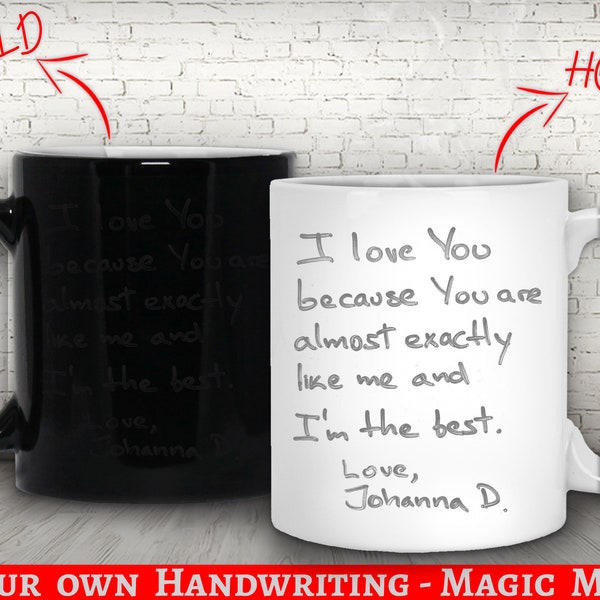 Personalized Handwritten Hidden message Magic coffee mug Handwriting Secret message Color changing Custom Mugs which change with heat