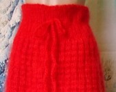 Red mohair skirt Knitted straight pencil skirt fluffy thick mohair Made to order Women 39 s knitted skirt of thick mohair handmade