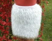 Skirt with feathers Knitted skirt Mini skirt Fluffy skirt a long NAP Soft skirt Rabbit The skirt is knitted from soft yarn Handmade