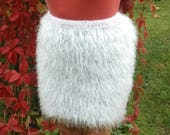 Knitted skirt Mini skirt Fluffy skirt a long NAP Soft skirt Rabbit acrylic Handmade Pencil skirt The skirt is knitted from soft yarn
