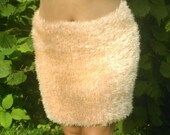 Knitted skirt Pencil skirt Beige knit skirt Mini skirt Fluffy skirt Women 39 s knit skirt DECOFUR yarn mohair skirt Handmade