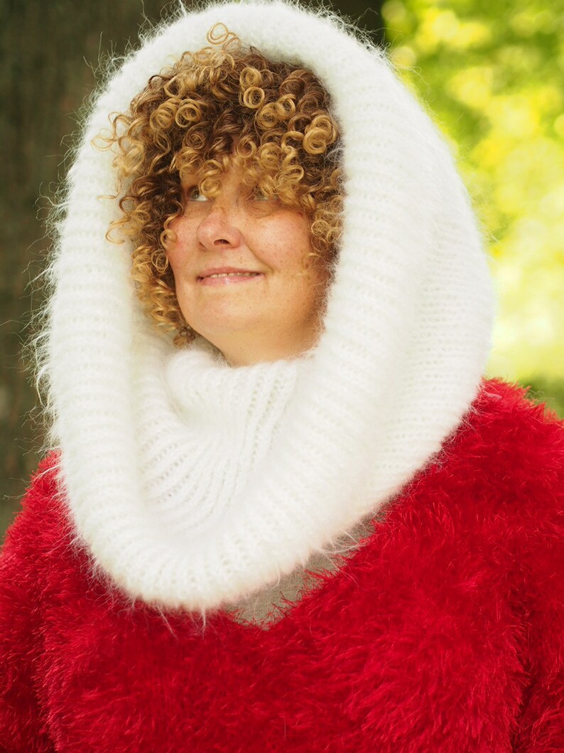 White Mohair Hat Hood Handmade Custom Made Thick Fluffy Mohair Etsy