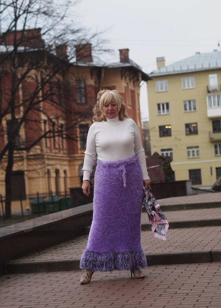Long Skirt / Pufy Skirt Yarn Decofur /yarn Mohair/ Long NAP Etsy