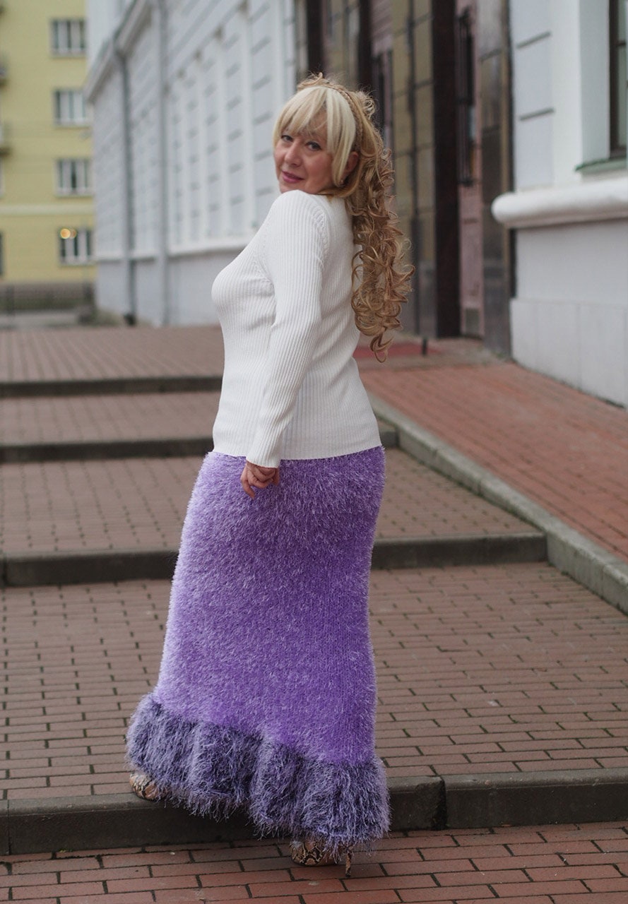 Long Skirt / Pufy Skirt Yarn Decofur /yarn Mohair/ Long NAP Etsy