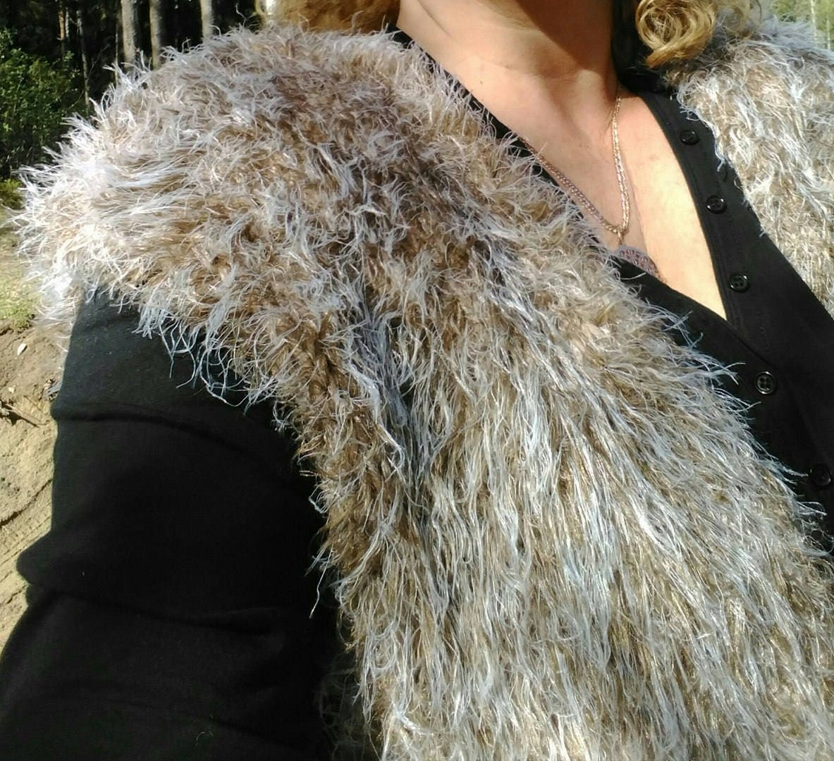 Weiße flauschige lange ärmellose Jacke Decofour Mohair Lurex | Etsy