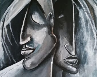 Painting 'Twins'in acrylic on canvas