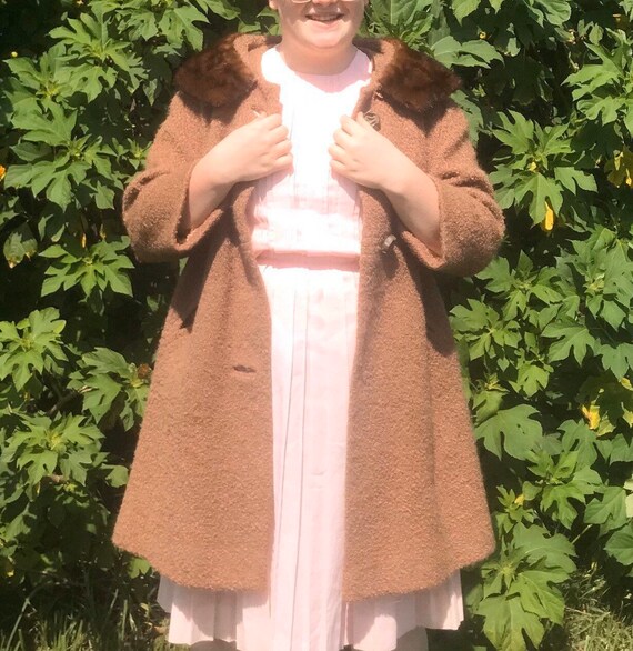 1950s 1960s Vintage Handmade Fur Collar Coat