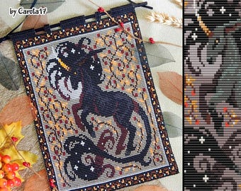 PDF Pattern Mediaeval Black Unicorn bead tapestry