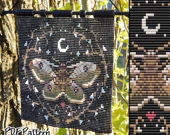 PDF Pattern Saturnia Pyri butterfly moth night moon love heart thorn bead tapestry