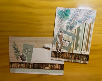 Handmade Decorated Card & Envelope - Academia