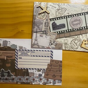 Handmade Decorated Card & Envelope - Travel