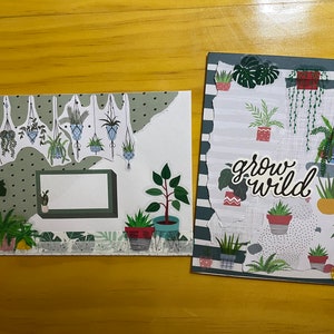 Cartes et enveloppes décorées faites main - Plantes