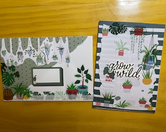 Handmade Decorated Card & Envelope - Plants