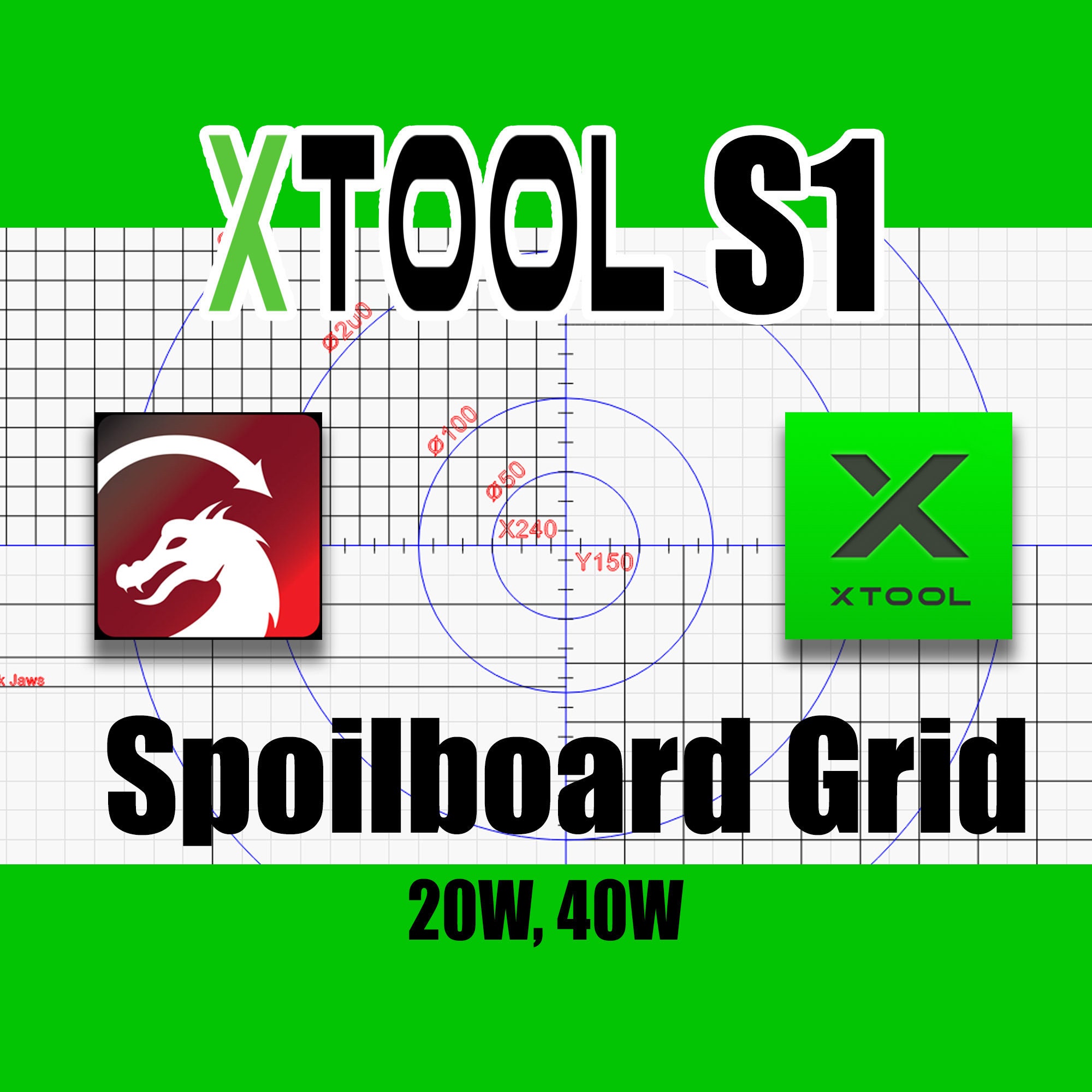 Xtool S1 Grid /lightburn/xtool Creative Space Files digital