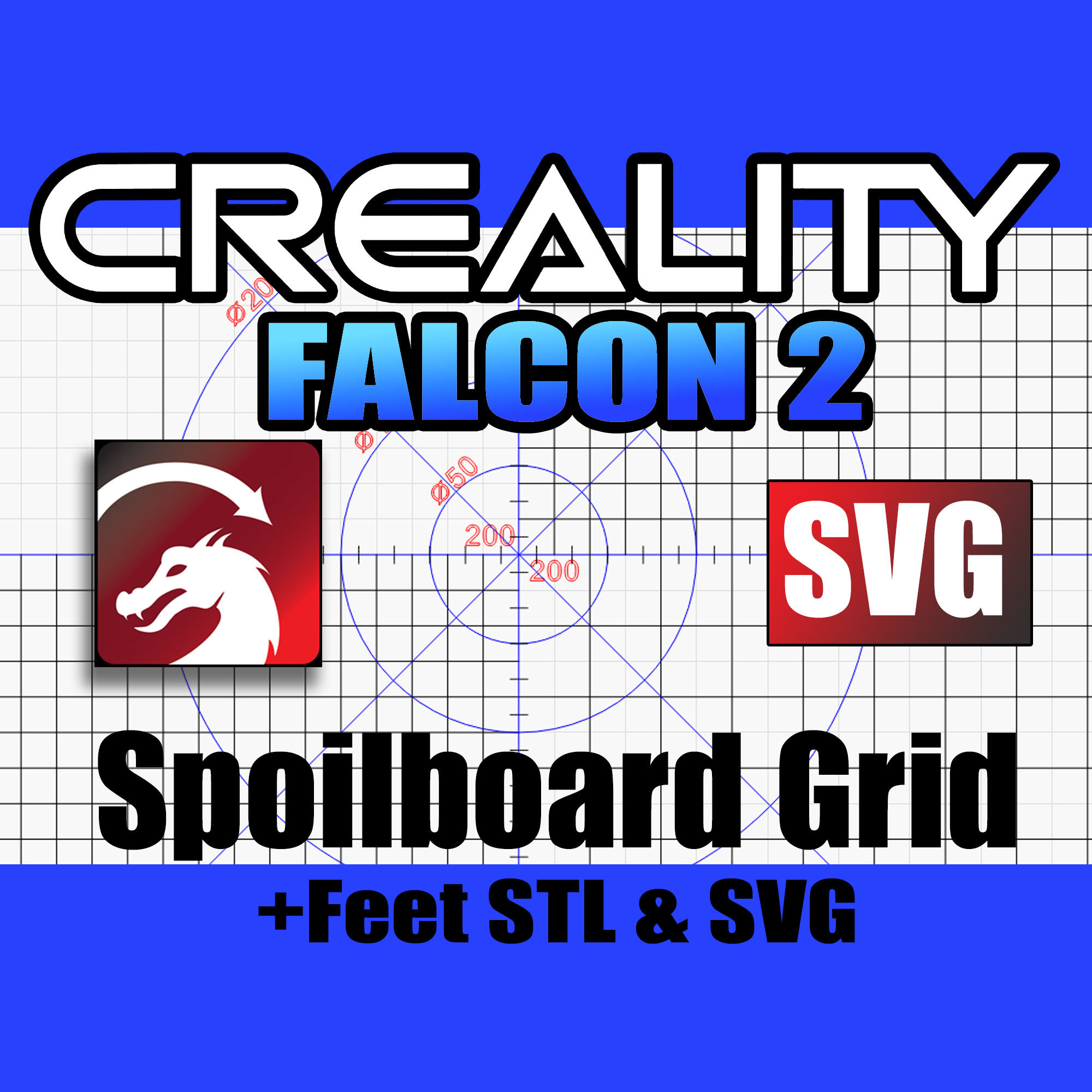 Creality Falcon 2 Grid /feet/lightburn/svg/stl Files digital Download 