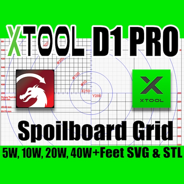 Fichiers xTool D1 Pro Grid/Feet/Lightburn/xTool Creative Space (téléchargement numérique)