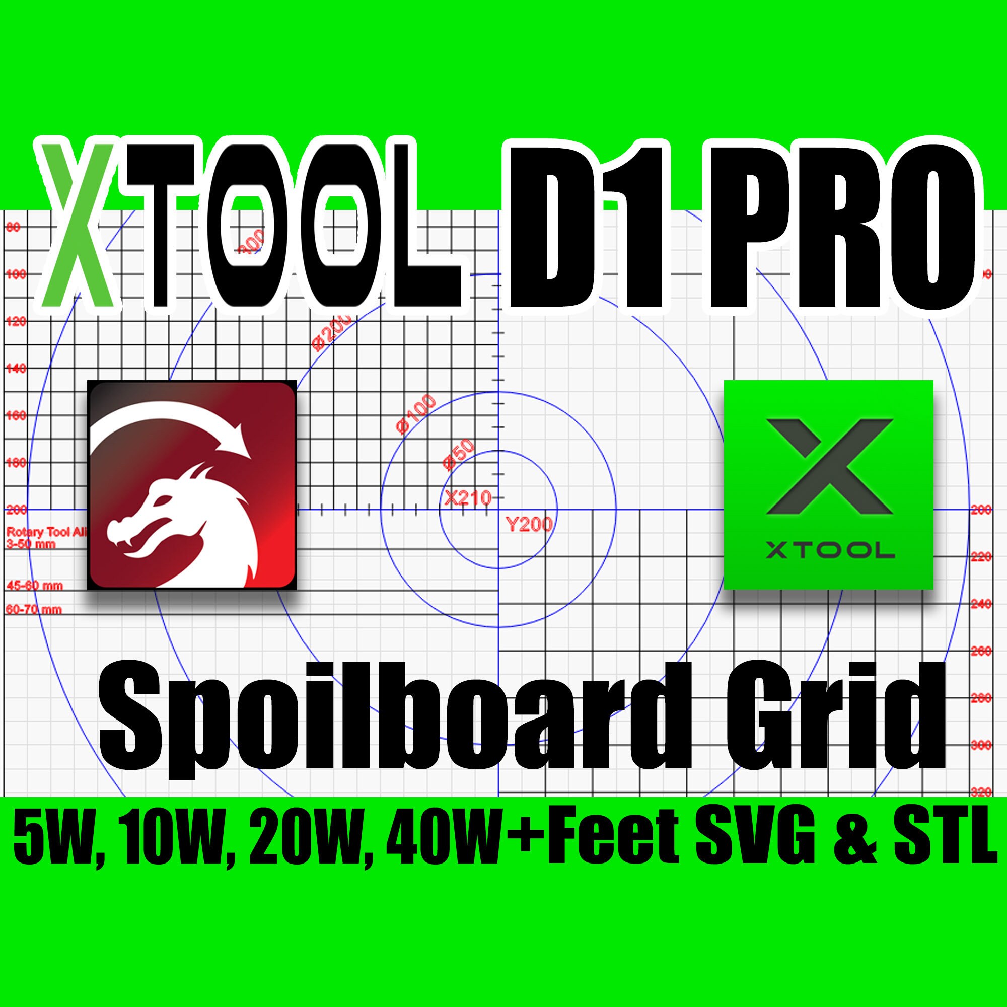 Xtool D1 Pro Grid/feet/lightburn/xtool Creative Space Files