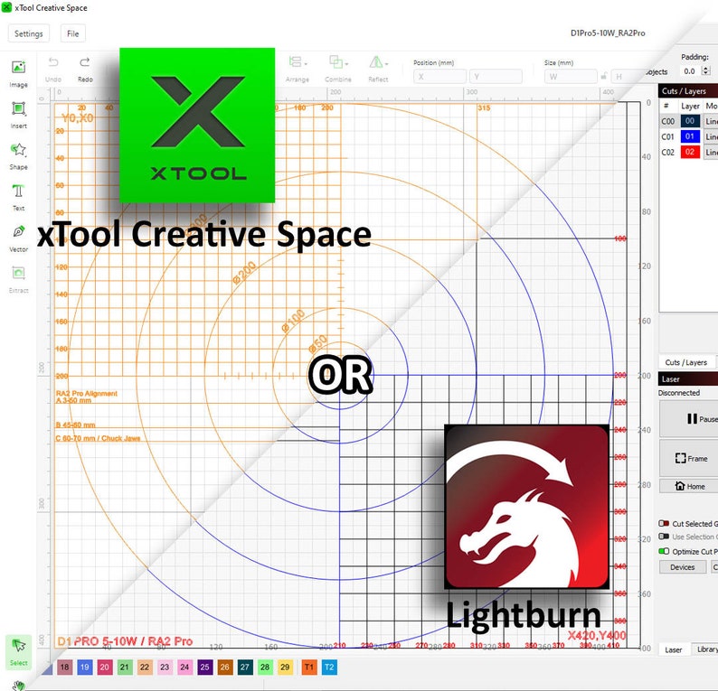 xTool D1 Pro EXTENSION Grid/Feet/Lightburn/xTool Creative Space Files (Digital Download) image 3