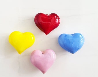 Heart bead lampwork, murano glass