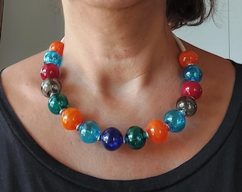 glass necklace, lampwork hollow,murano glass,