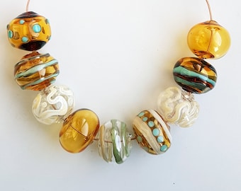 Big hollow glass beads, mix blown lampwork beads, murano glass beads