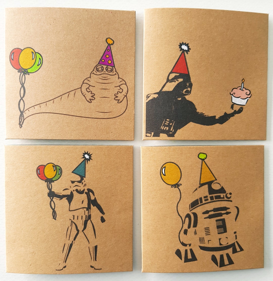 Funny Star Wars Birthday Cards - Handmade Kraft Card Set - Etsy