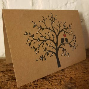 Handmade Love Birds Card Unique & Delicate Design Beautiful Blossom Tree Red Heart Valentines Anniversary card image 6