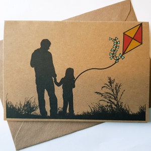 Cartão feito à mão para o papai - pipa voando com o papai - cartão exclusivo do dia dos pais - pai e filho - pai e filha - papai número um