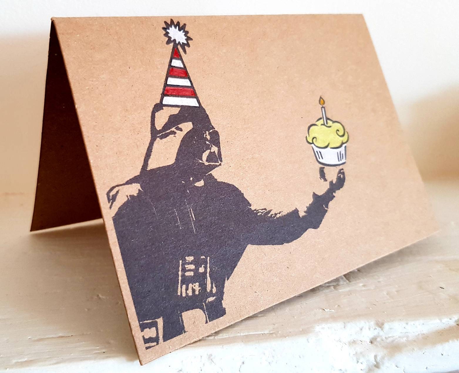 Handmade Darth Vader Birthday Card - Unique Star Wars Card - Birthday Cake - Party Hat - Funny Vader - Etsy handmade-darth-vader-birthday-card-unique-star-wars-card-birthday-cake-party-hat-funny-vader-etsy