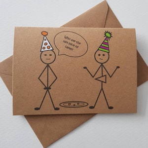 Cartão de aniversário Stickman feito à mão - Cartão Stickman exclusivo - Cartão de aniversário engraçado - Doce e atencioso