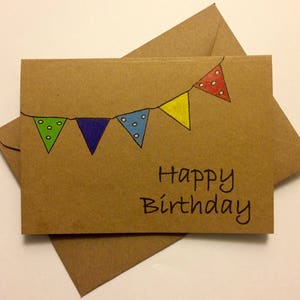 Handmade Birthday Bunting Card - Happy Birthday - Colourful Bunting - Unique Design