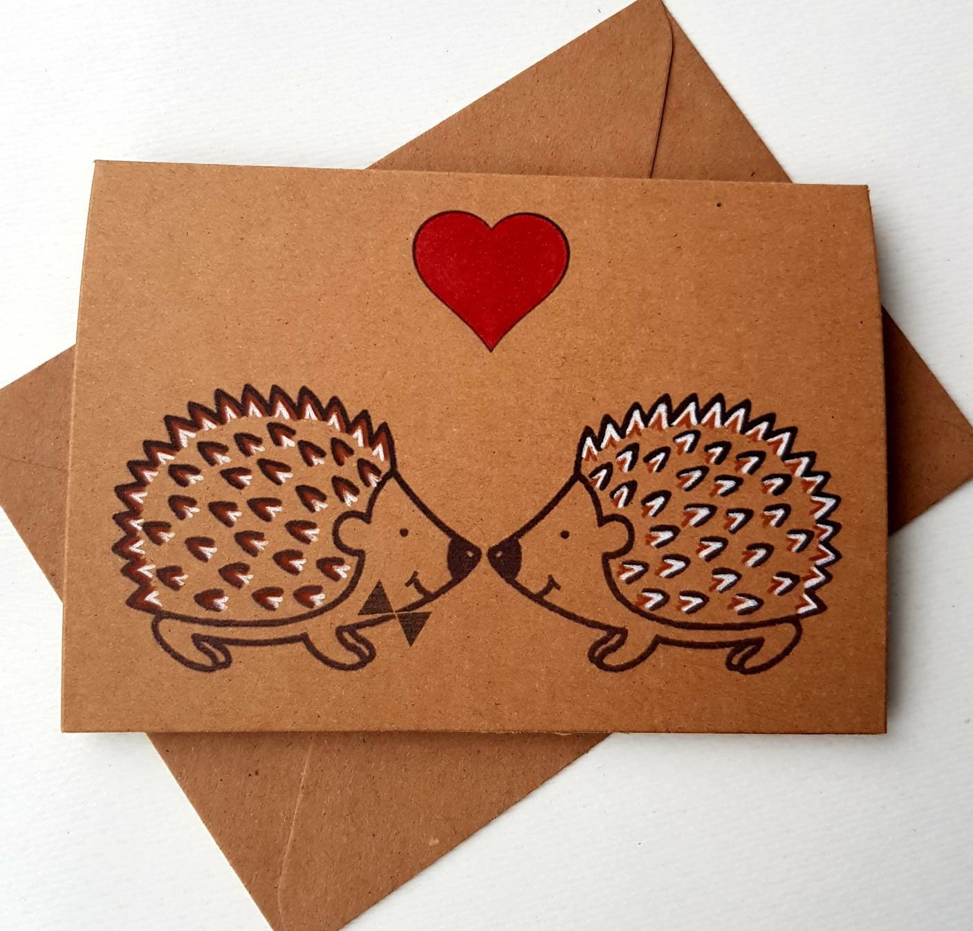 Handmade Hedgehog Love Card - Cute Hedgehogs Card - Anniversary, Valentines & Wedding - Valentine Love Heart