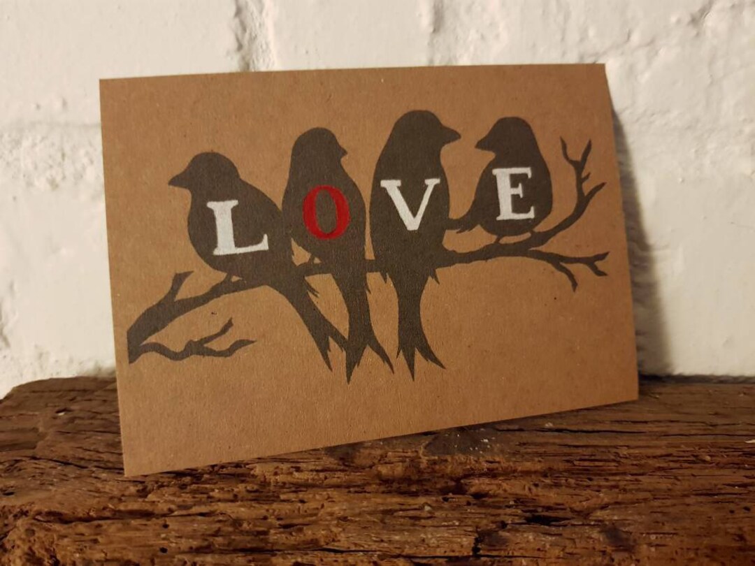 Handmade Love Card - Cute Love Birds Card - Anniversary, Valentines ...