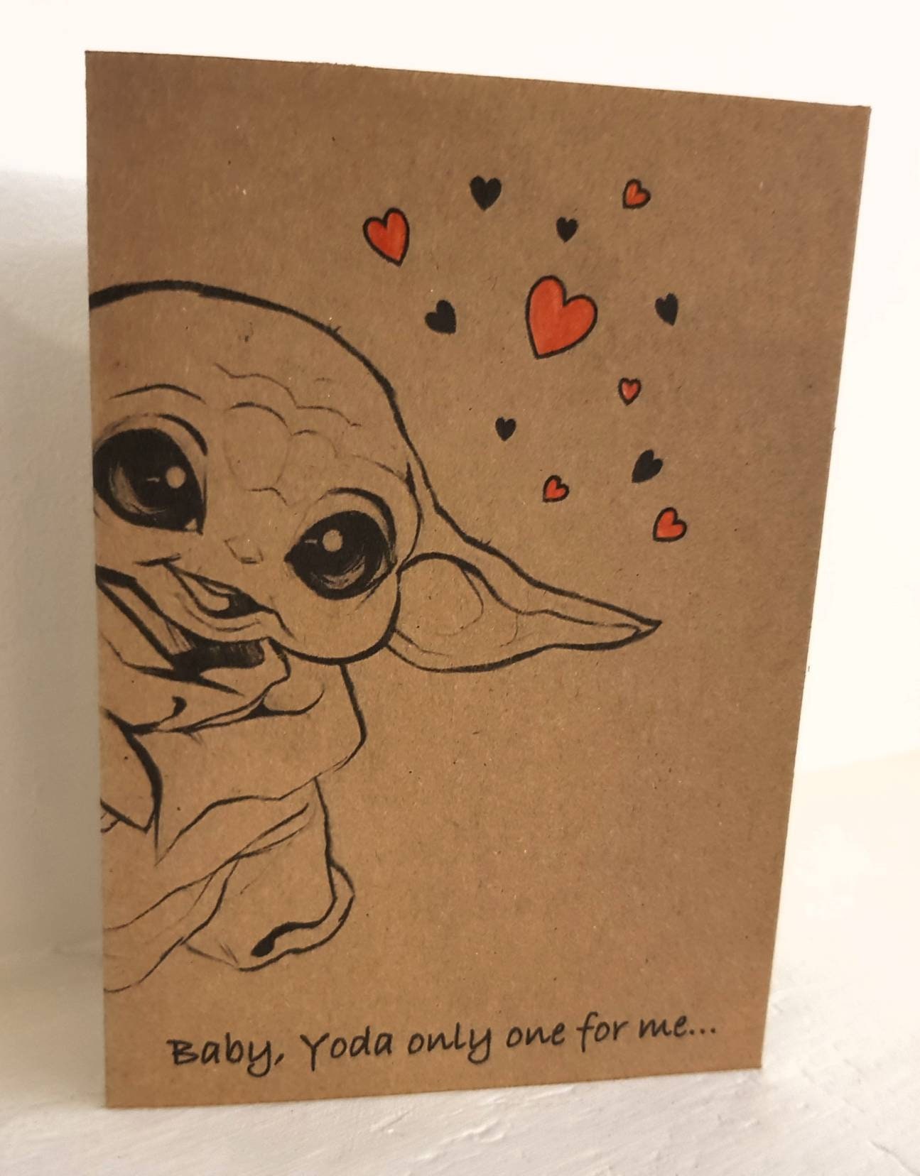 Handmade Baby Yoda Love Card Baby Yoda Only One for Me Etsy UK