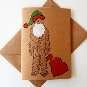 Handgemachte Chewbacca Weihnachtskarte - einzigartige Star Wars Karte - Santa Chewie - Vater Weihnachten - lustig