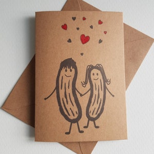 Cartão de amor de picles feito à mão - Cartão de picles fofo - Aniversário e casamento - Amor - Cartão de dia dos namorados